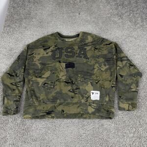 Under Armour Project Rock Sweatshirt Womens XL Green Camo USA BLD SWT RSPCT